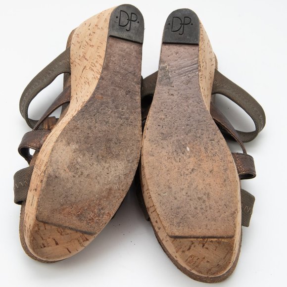 Donald J. Pliner Bethia Shoes  Cork Wedge Platform Metallic Bronze Size 8 - Picture 9 of 9